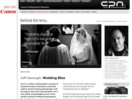 jeff ascough featured on<br>Canon Professional Network 2